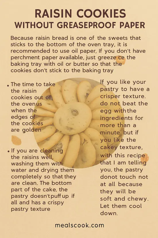 Raisin cookies without greaseproof paper