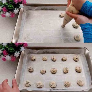 pour the pastry dough with a funnel