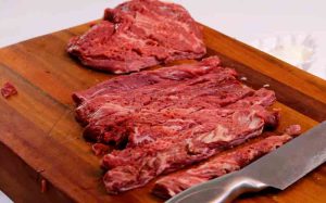 Cut the meats into rectangles