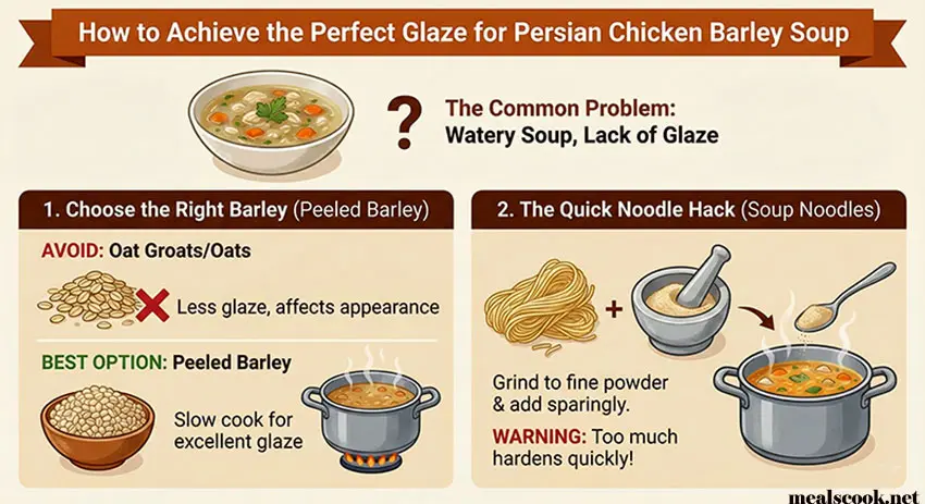 Glazed Persian chicken barley soup