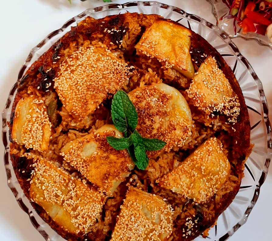 Tahdig of the sesame potato