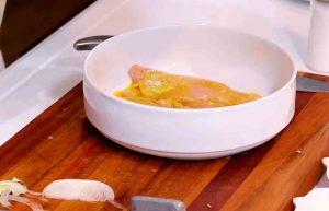 preparing the chicken meat