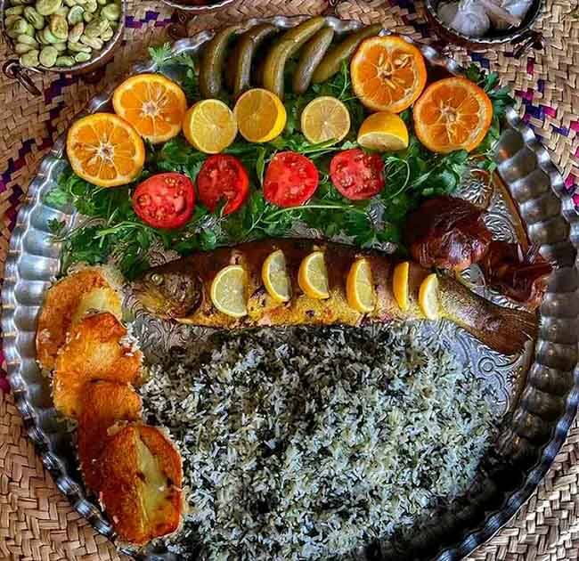 sabzi polo ba mahi salmon