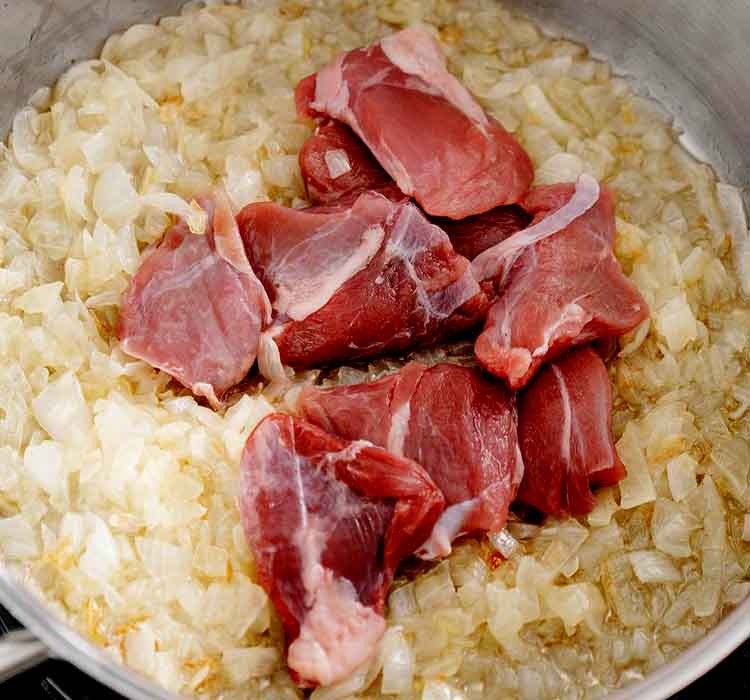 saute onion and meat