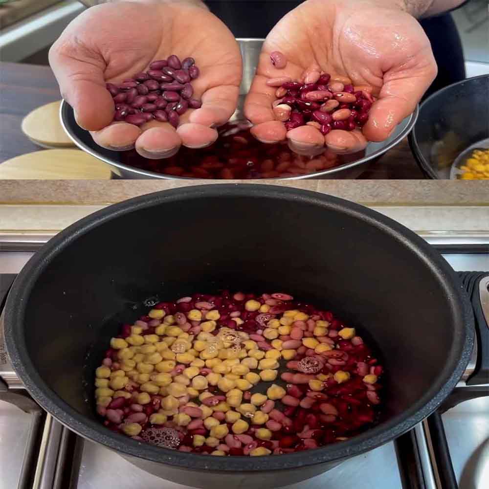 soaking the beans for ash