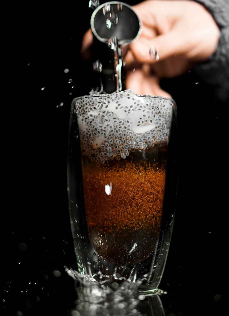 Bidmeshk syrup with saffron and chia seeds