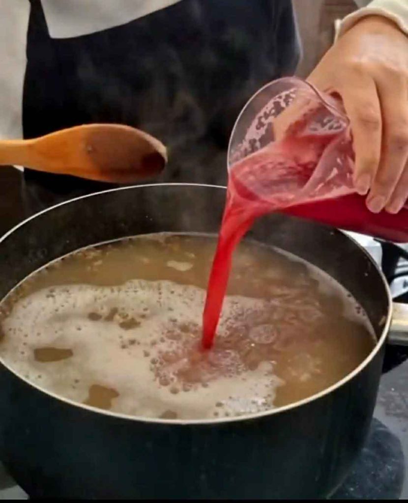 Adding pomegranate paste