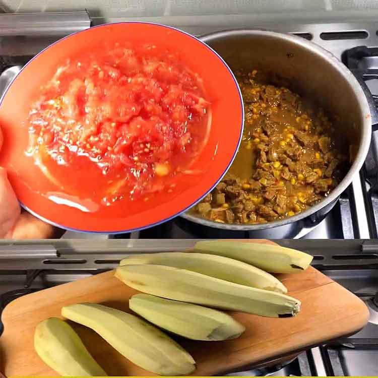 adding toato and eggplant