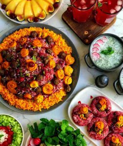 Albaloo polo with freezed cherries