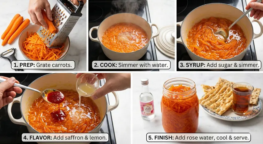 instruction Persian carrot jam step by step
