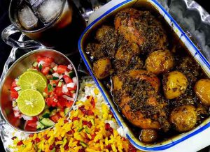 khoresh gojeh sabz with chicken