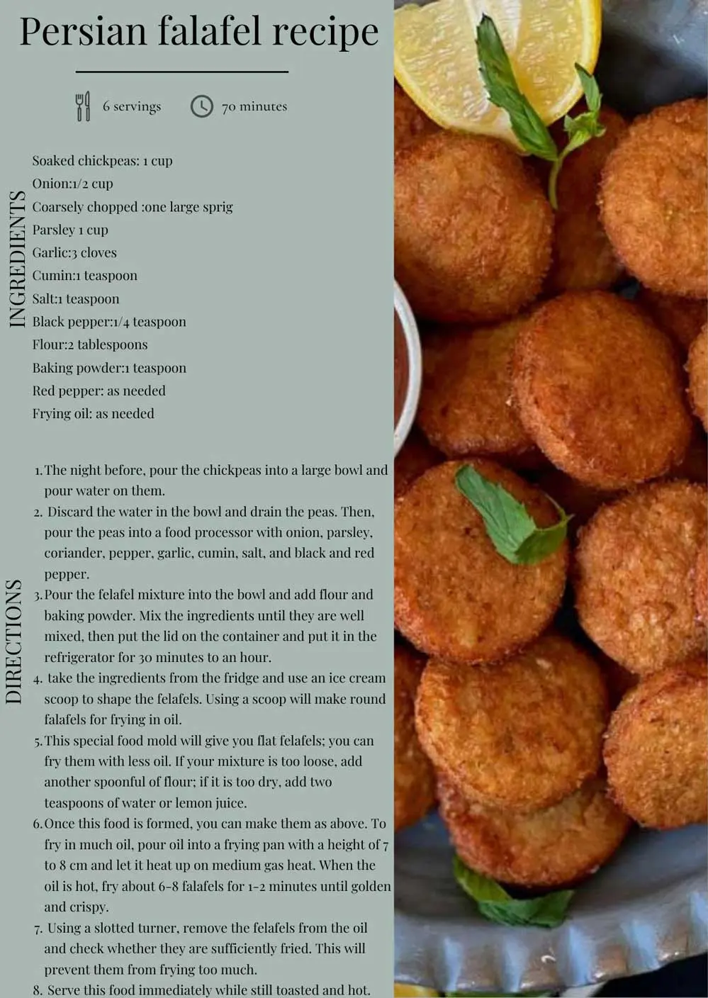Persian falafel recipe info