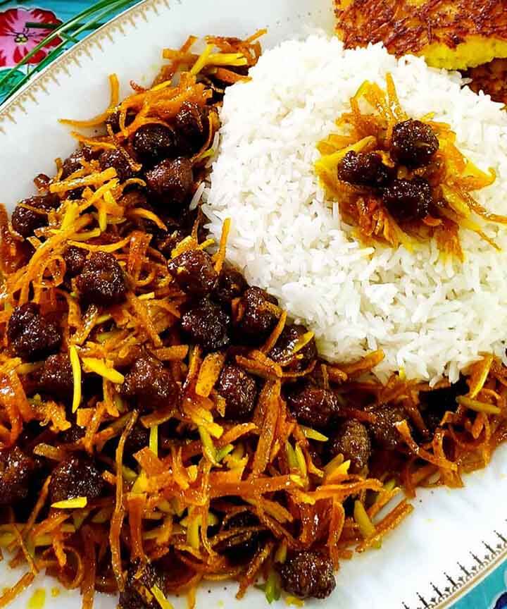 shirin polo with meat