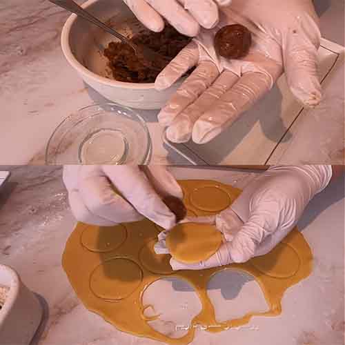 Putting the middle ingredients into the dough