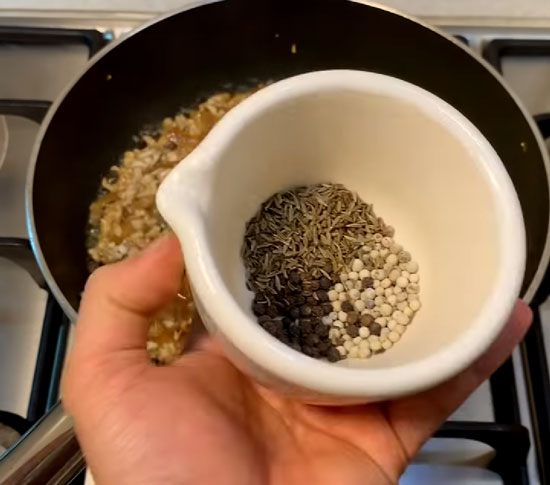 add spices to onions