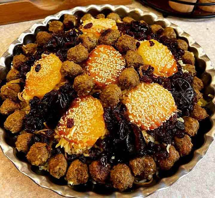 How to make reshteh polo with meatball