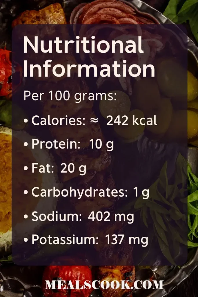 Nutritional Information kabab bakhtiari