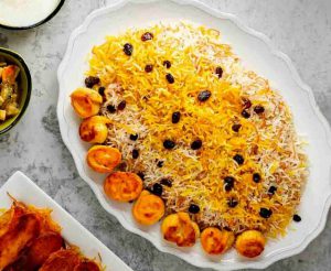 Reshteh polo with chicken is ready