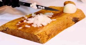 cut onions into jewel-shaped pieces