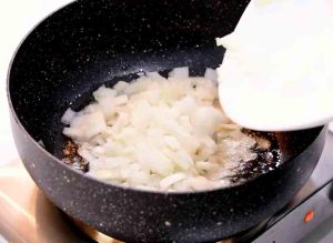 fry onions with a medium flame