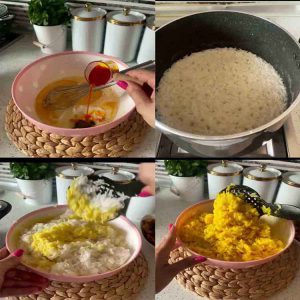mixing rice for tahchin