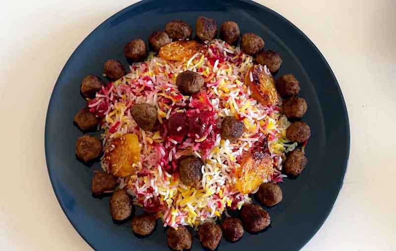 Al Baloo Albaloo Polo with Meatballs Recipe