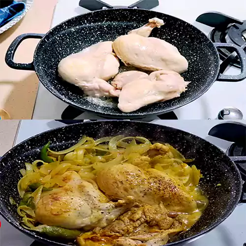 frying chicken with spices