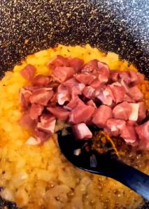fry meat and onion
