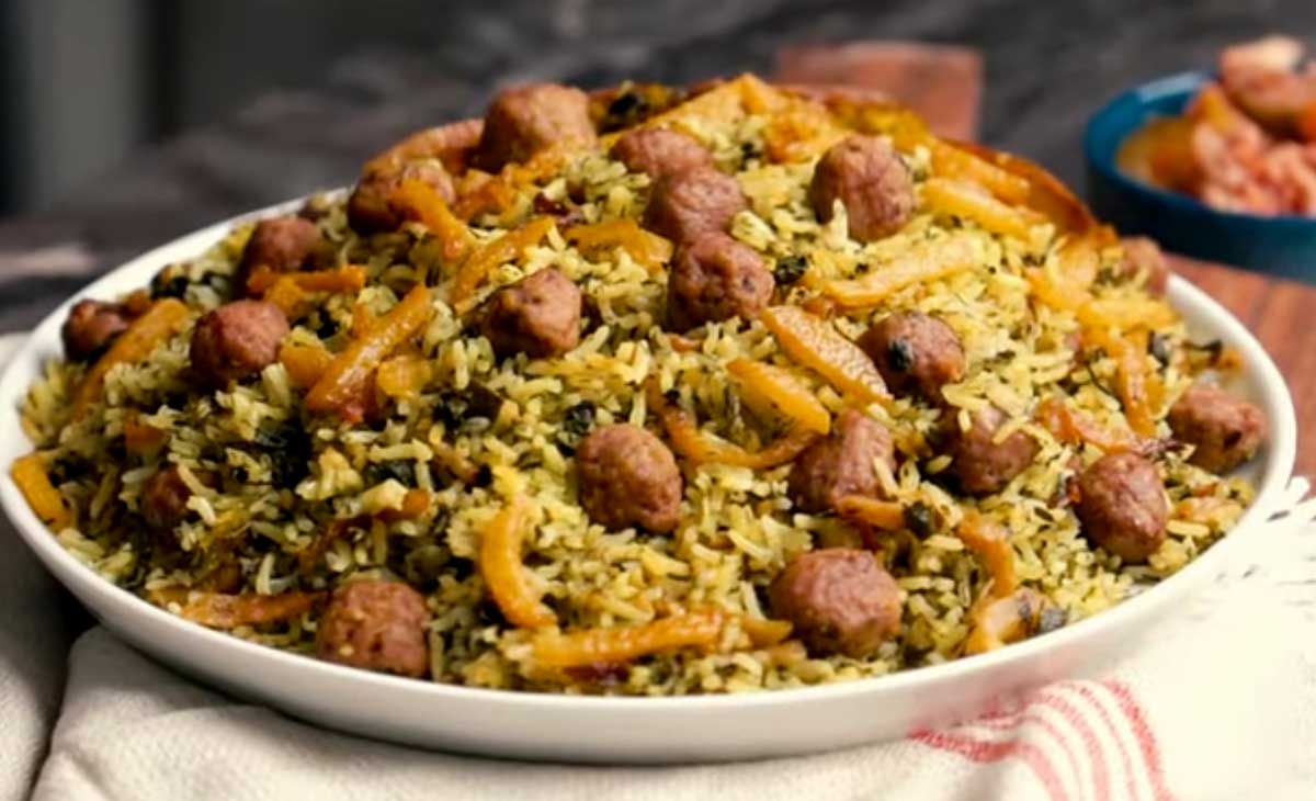 kalam polo shirazi with ground beef