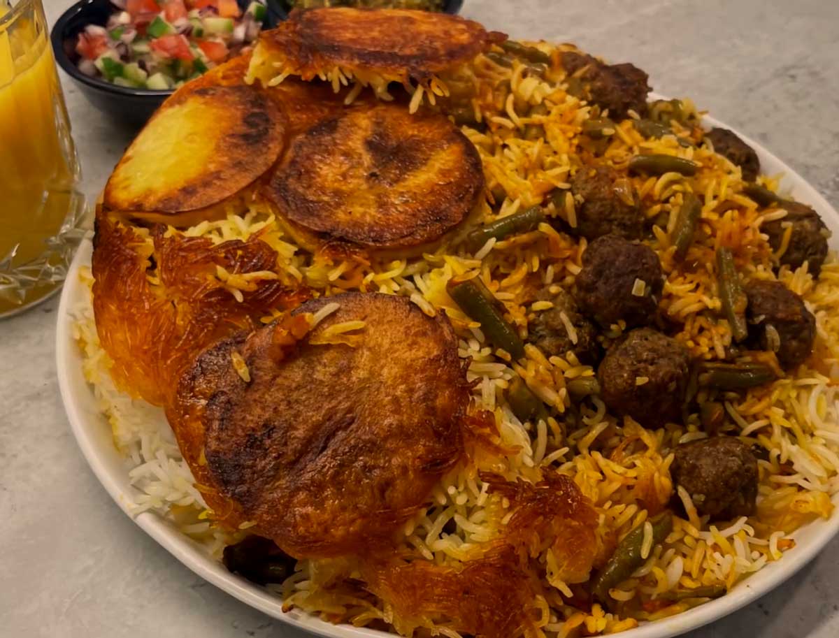 loobia polo with ground beef