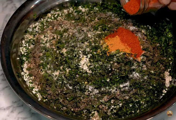 add spices and vegetables for koofteh