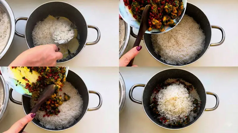 Layer and cook Anar Polo