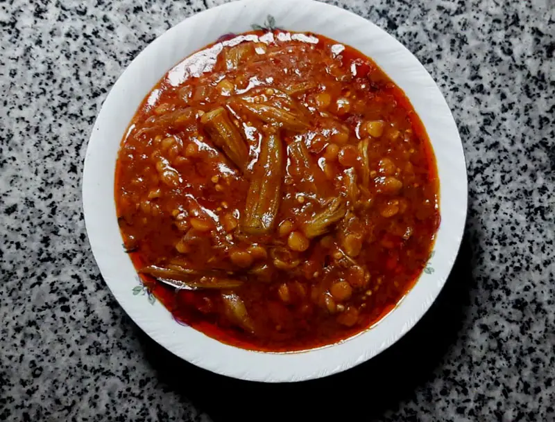 khoresht bamieh vegan is ready