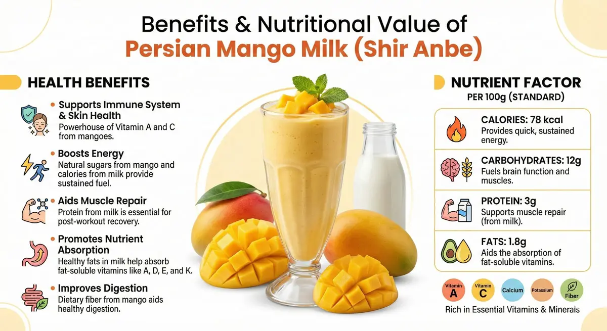 Benefits & Nutritional Value Persian mango milk
