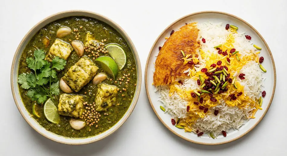 ghalieh mahi stew with-persian saffron rice is reday