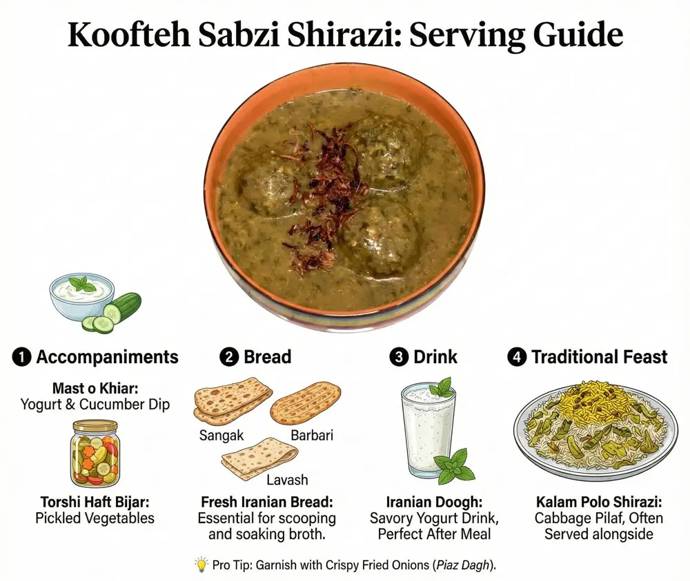 Koofteh Sabzi Shirazi serving suggestion